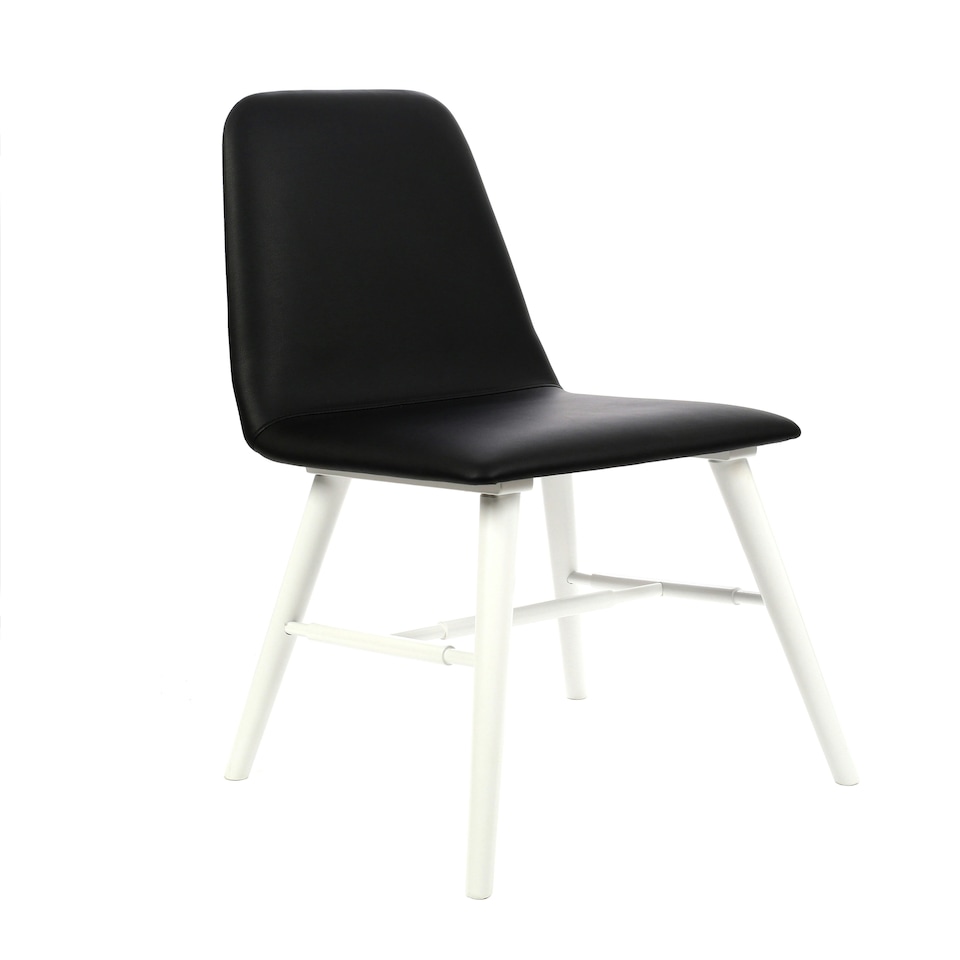 image 1 of Interiors by Premier Black Leather Effect Dining Chair with White Legs, High Quality Leather Chair, Accent Chair, Borg Chair