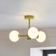 image 1 of ValueLights Marlow Sage Green Opaque Glass Globe 3 Arm Ceiling Light with LED Bulbs