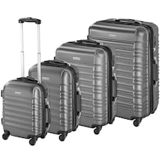 Suitcase Set of 4 ABS Hard Shell Luggage Travel Trolley 4 Wheel Lightweight Telescopic Handle | Silver | grey | 1