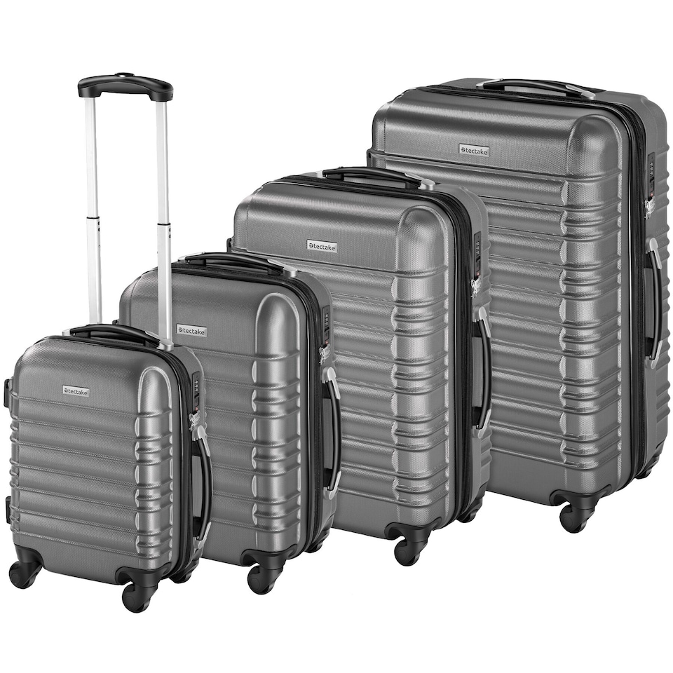 image 1 of Suitcase Set of 4 ABS Hard Shell Luggage Travel Trolley 4 Wheel Lightweight Telescopic Handle | Silver | grey | 1