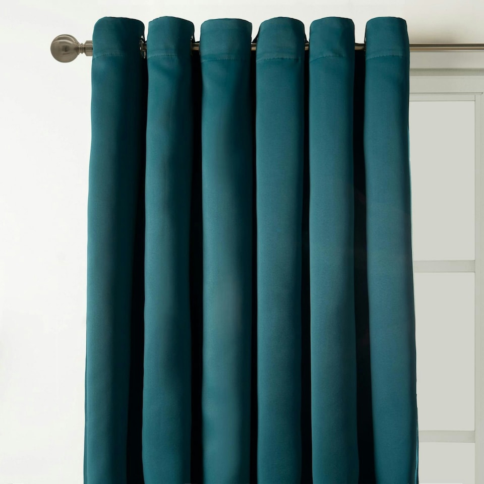 image 1 of OHS Blackout Thermal Insulated Eyelet Curtains, 66x90" - Teal