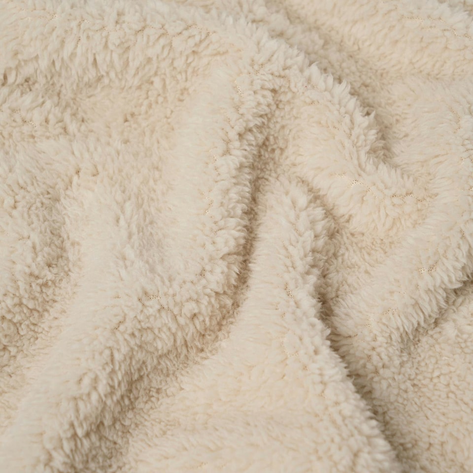 image 1 of OHS Soft Plush Teddy Fleece Throw Blanket, 200x240cm - Natural