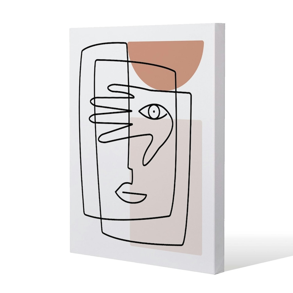 image 1 of line drawing of face and hand (Canvas Print) 101 x 77 x 4cm