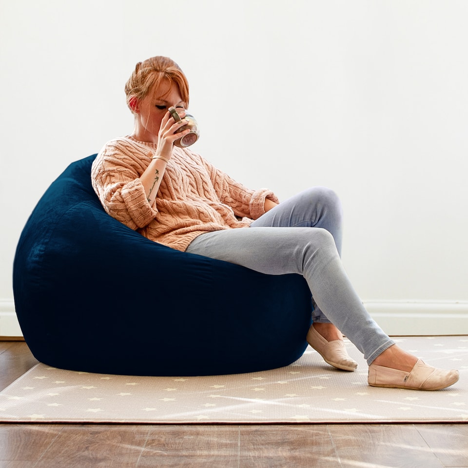 image 1 of rucomfy Indoor Adults Classic Slouchbag Bean Bag Chair - Velvet Seat