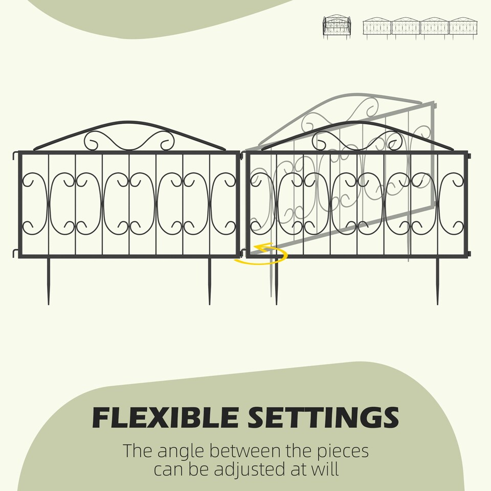 image 1 of Outsunny Decorative Garden Fencing 4PCs Metal Border Edging