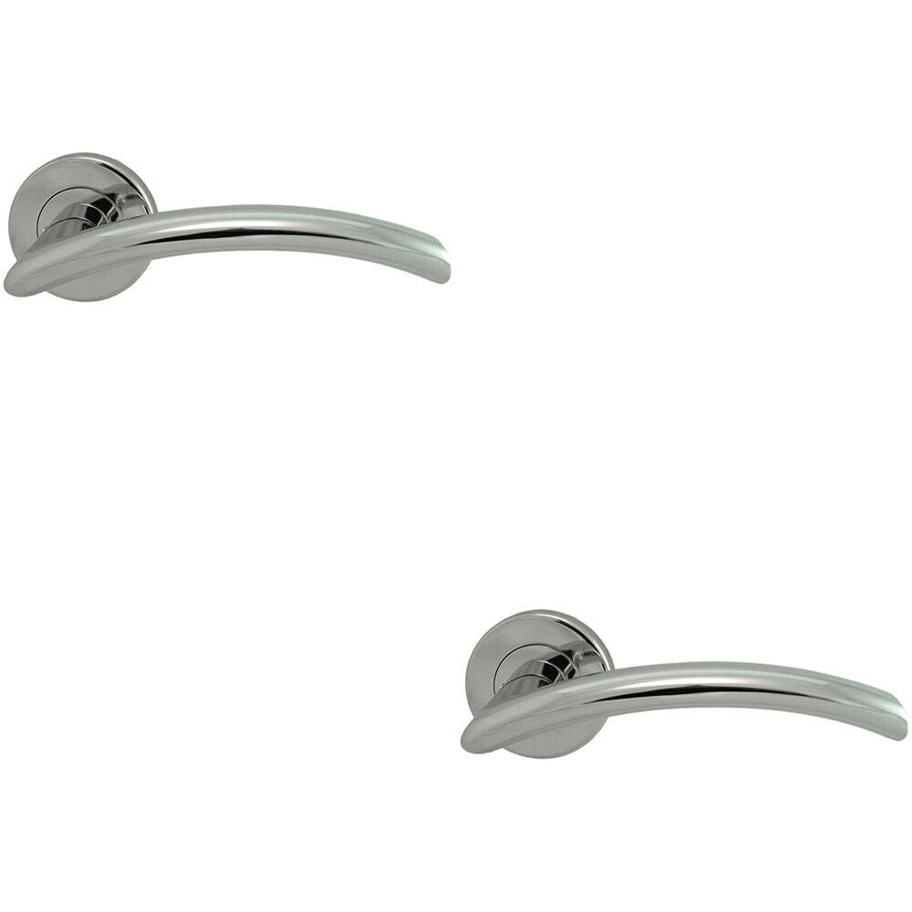 Loops 2x PAIR Oval Shaped Arched Bar Handle Concealed Fix Round Rose Polished Chrome