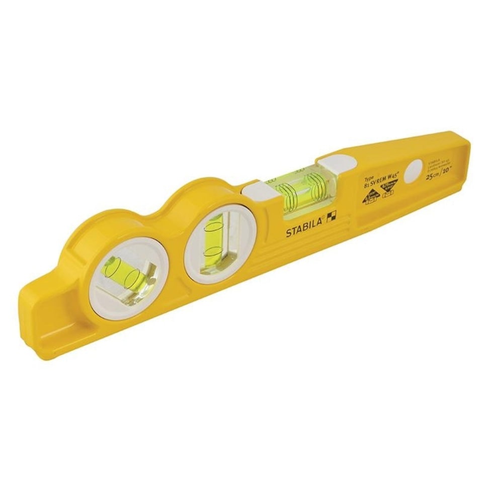 Stabila 81sv Magnetic Rare Earth Torpedo Level - Multi Colour - 81 SV REM W45 - Fixed 45 Vial.