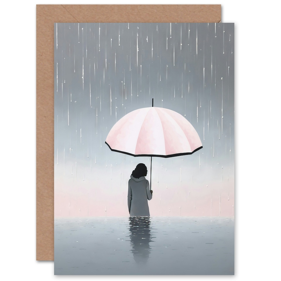 image 1 of Outlook Rain Minimalist Soft Pastel Umbrella Sympathy Card