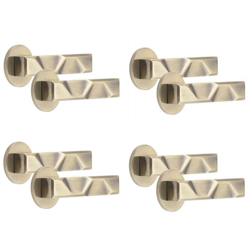 image 1 of Golden Grace 4 Pairs Modern Nova Design Premium Door Handles on Round Rose in Antique Brass Finish Bronze