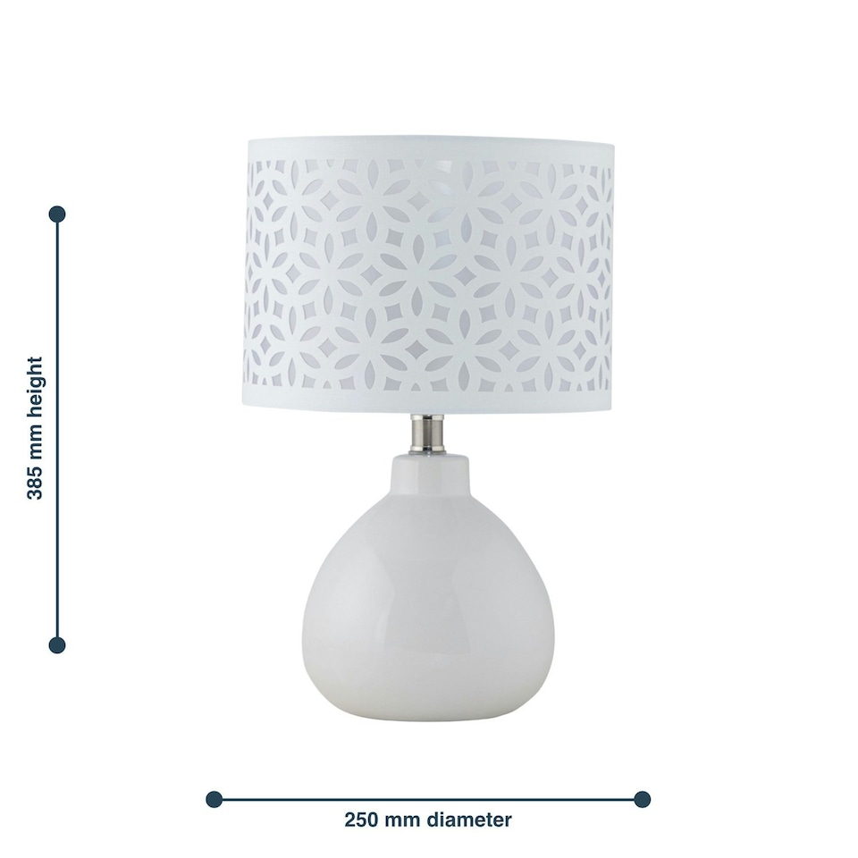 image 1 of First Choice Lighting Set of 2 Tuscan White Ceramic Lamps with White Cut Out Shade White | White