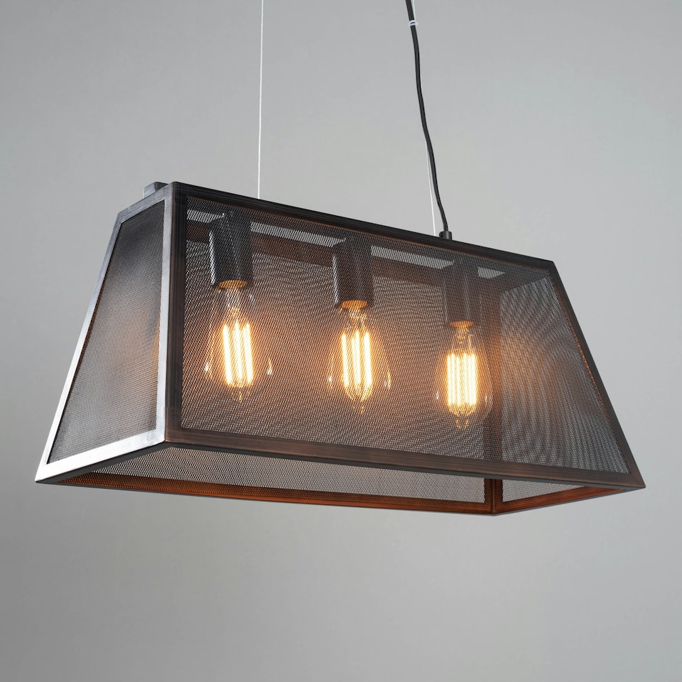 image 1 of BHS Mesh 3 Light Pendant Bar, Antique Bronze