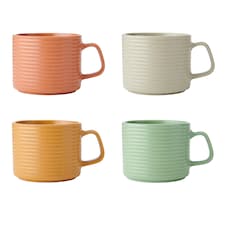 KitchenCraft Mug Set Multicolour Stoneware 400ml Set of 4 | Multi