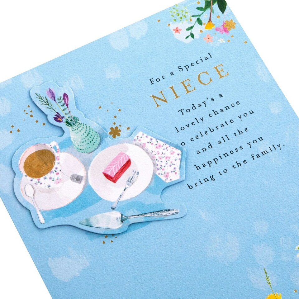 image 1 of Tea & Flowers Design Niece Birthday Card