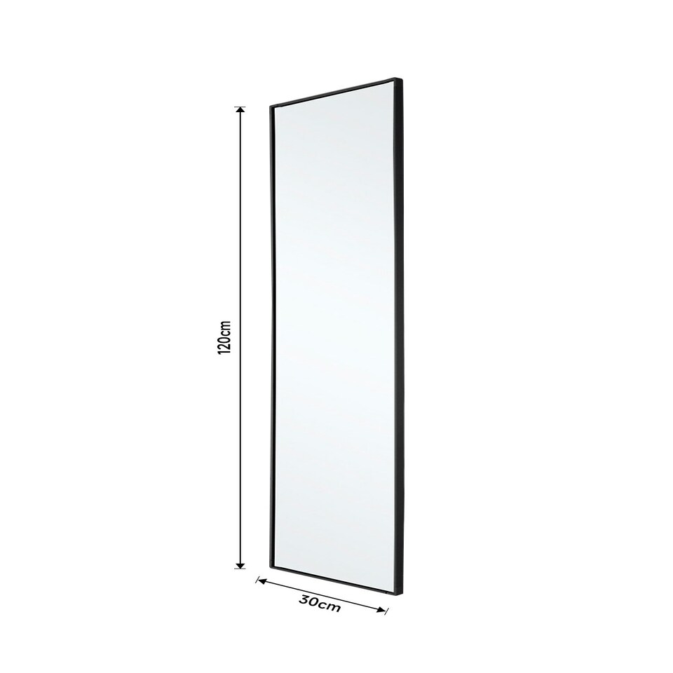 image 1 of Living and Home Modern Slim Frame Full Length Wall Mirror Black