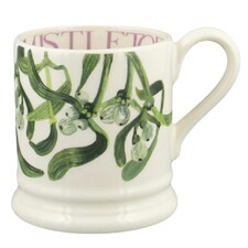Mug: 1 x 300ml Emma Bridgewater Mistletoe Half Pint Mug, Ceramic White