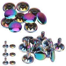 8mm Rainbow Double Cap Brass Rivets Metal Studs ,DIY Projects - 10Pcs