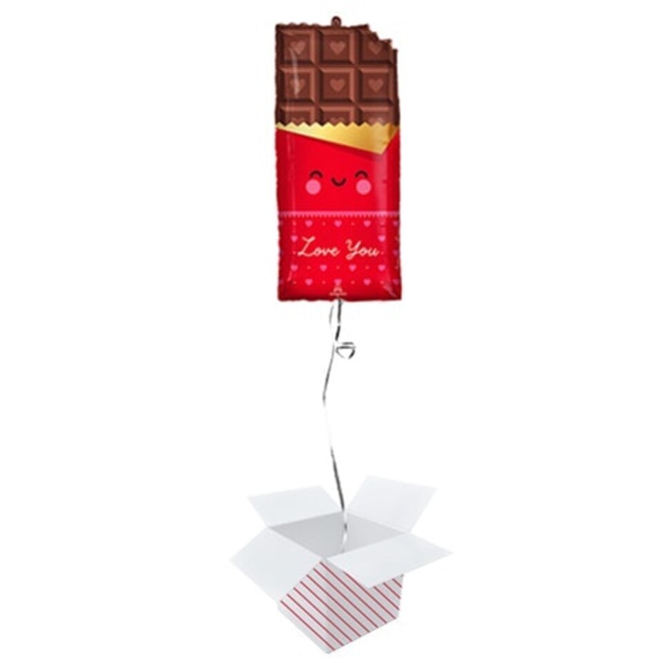 Valentines Love You Chocolate Foil Helium Giant Balloon - Inflated Balloon in a Box