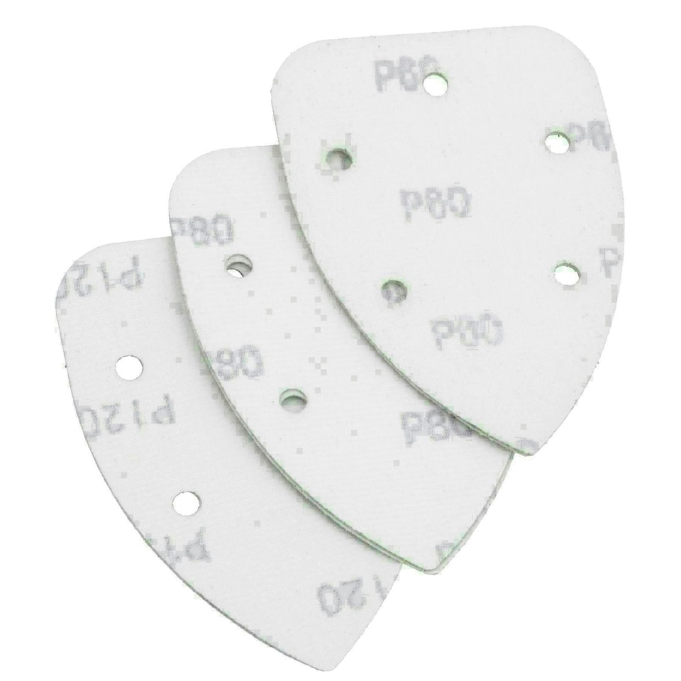 image 1 of Hook And Loop Detail Sanding Pads Discs 140mm Triangular Mixed Grit 240 Pack