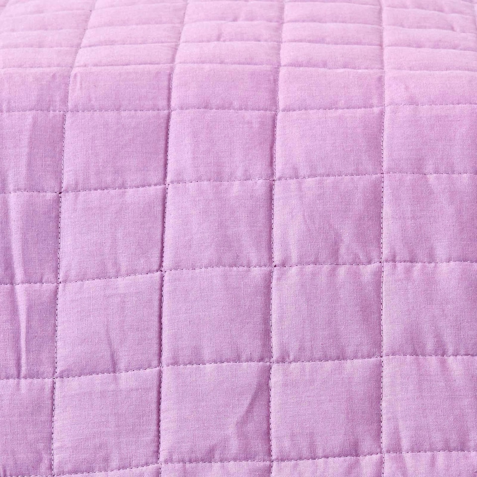 image 1 of Homescapes Cotton Quilted Reversible Bedspread Lavender Purple -150 x 200 cm