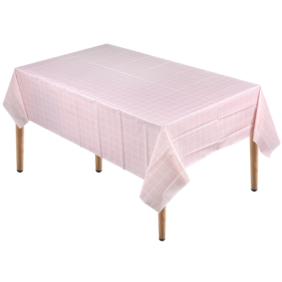 image 1 of Checkered Rectangular Tablecloth, PVC Plastic Table Cover - 137x180cm