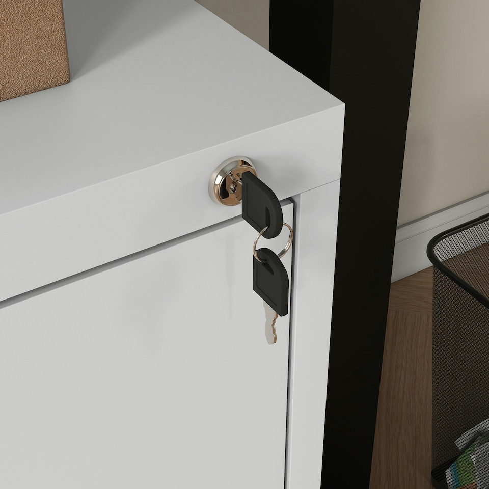 image 1 of HOMCOM 3 Drawer Filing Cabinet Steel File Cabinet for A4 Letter Size Cream