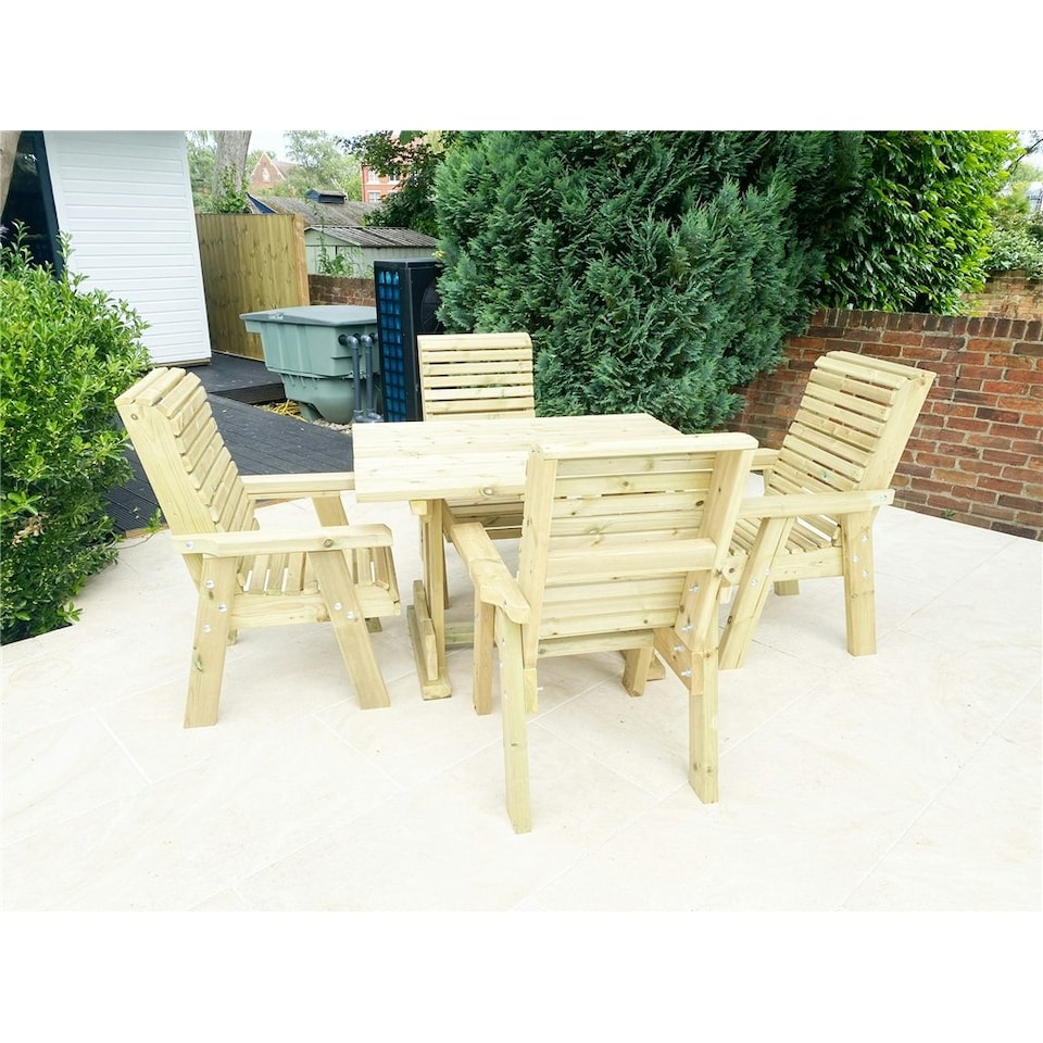 image 1 of Heavy Duty Table and Chair Set - 1 Square Table - 4 Chairs - 4 Seater
