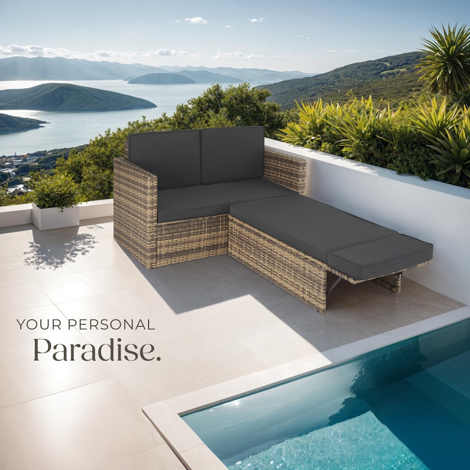 image 1 of Garden Sofa Corfu - 2 seater sofa, stool sun lounger, thick cushions | Cream | nature | 119 x 64,50 x 71,50 cm | 1