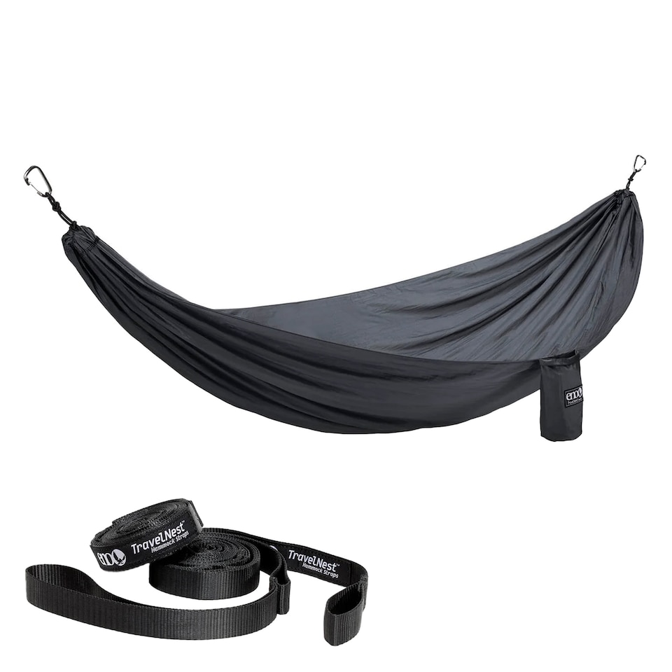 image 1 of TravelNest Hammock with Straps - Compact All-in-One Portable Camping Set | Grey | Grey | One Size | 1