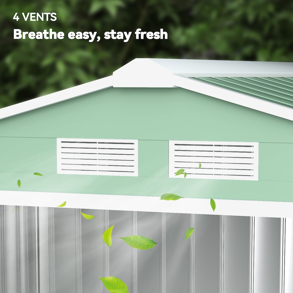 image 1 of Outsunny 7 x 4ft Metal Garden Shed, Outdoor Storage Tool House with Ventilation Slots, Foundation Kit and Lockable Double Doors, Light Green