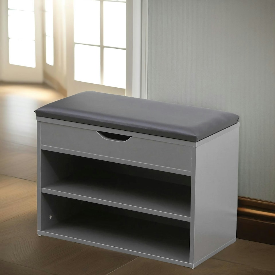 image 1 of Shoe Storage Bench 60CM Grey Grey