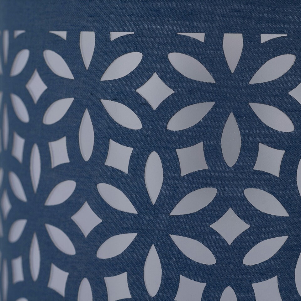 image 1 of Set of 2 Navy Blue Laser Cut 15.5cm Table Lamp Shades Blue