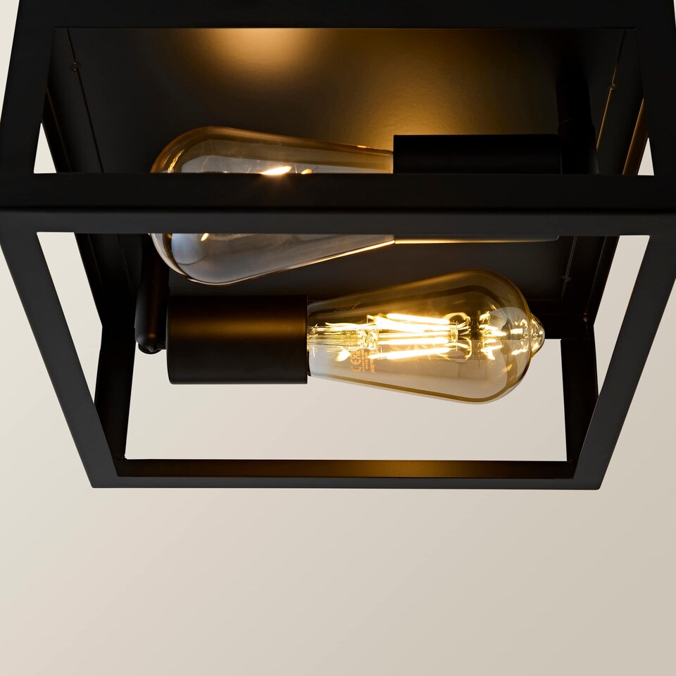 image 1 of ValueLights Pisces Matte Black Flush Light & Bulb | Black