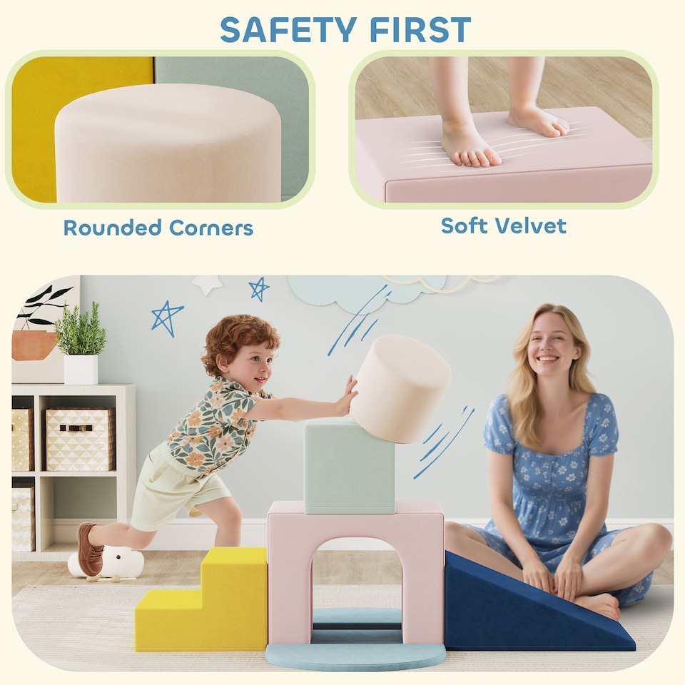 image 1 of AIYAPLAY Foam Blocks for Kids, 8 Piece Indoor Building Blocks for Climbing