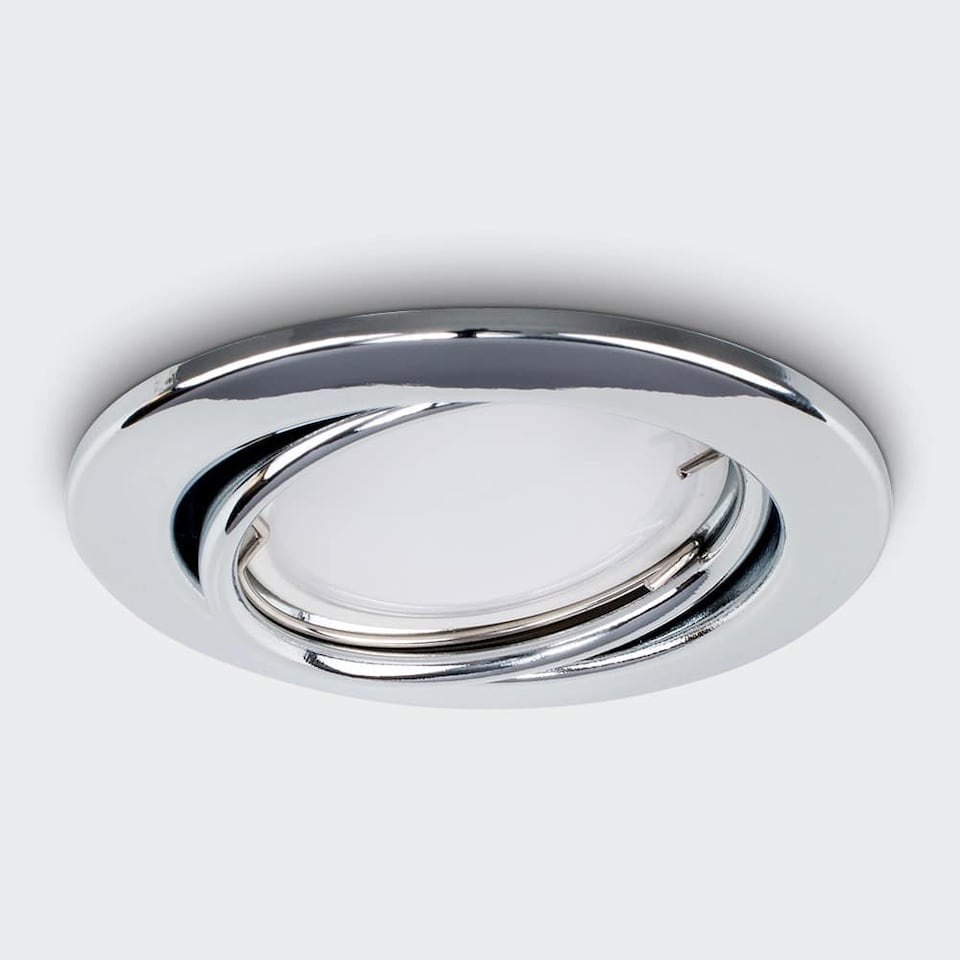 image 1 of ValueLights Downlight Tiltable Fire Rated Chrome Ceiling Light Fitting Single Pack