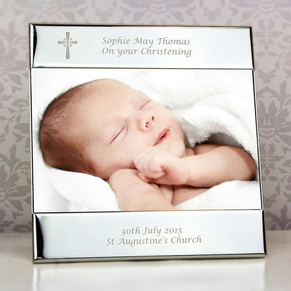 image 1 of Personalised Silver Cross 6x4 Photo Frame Silver | One Size