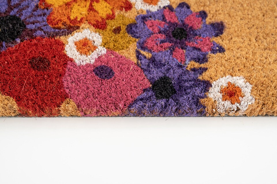 image 1 of KUKOON Floral Blooms Coir Doormat 45cm x 75cm