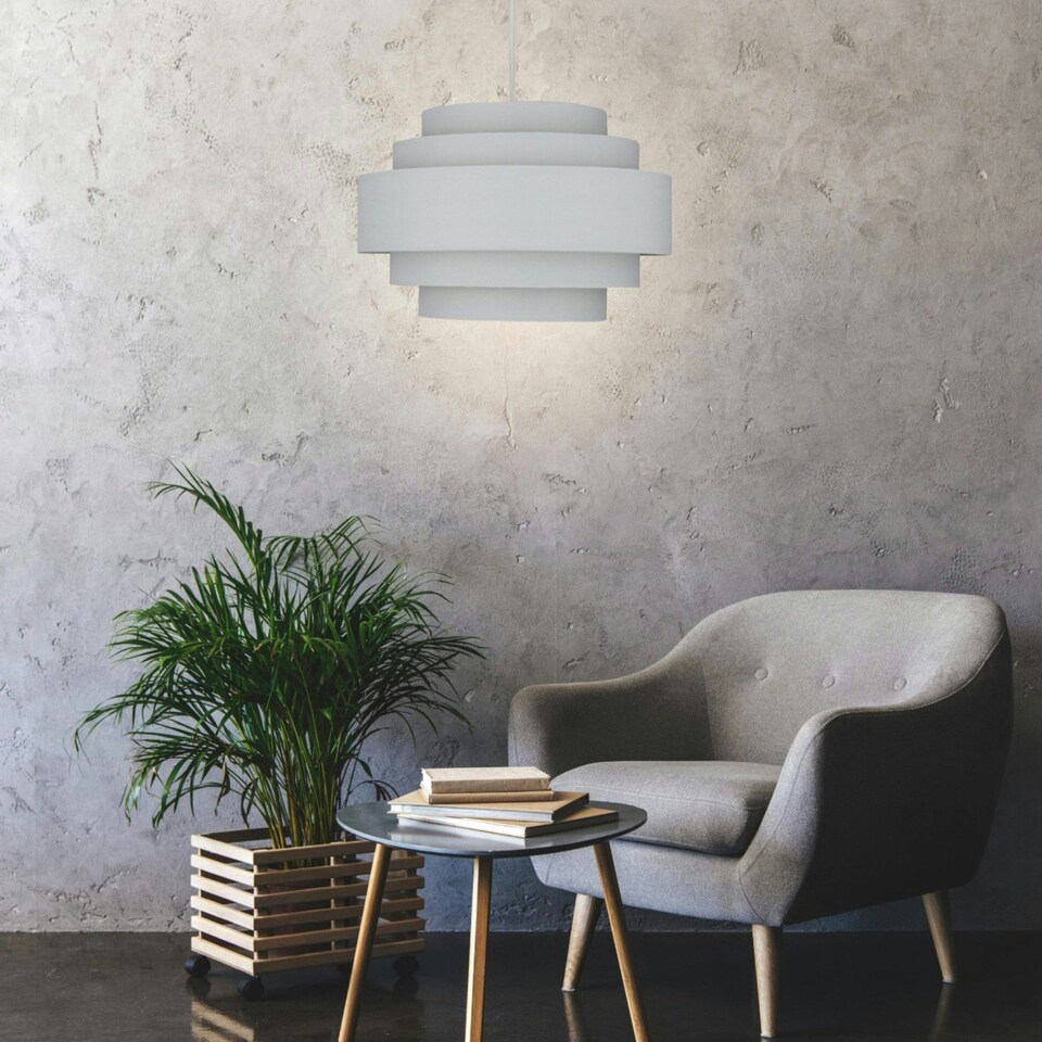 image 1 of First Choice Lighting Light Grey 5 Tier Ceiling Light Shade Grey