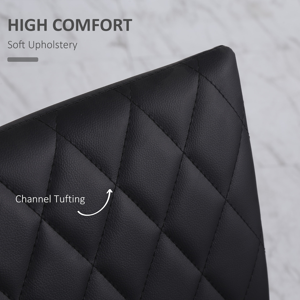 image 1 of HOMCOM Modern Dining Chairs Upholstered Faux Leather Accent Chairs with Metal Legs for Kitchen, Set of 4, Black