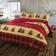 image 1 of Brushed Cotton Tartan Stag Duvet Cover Set - Super King - Red | Red | Super King
