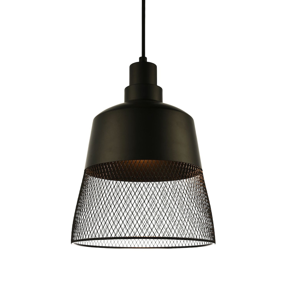 image 1 of Industrial Vintage Pendant Light Shade with Wire Mesh Grill Design | Black | Black | 1
