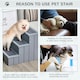 image 2 of PawHut 3 Step Wooden Dog Steps Pet Stairs Cat Ladder for Bed with Storage Grey