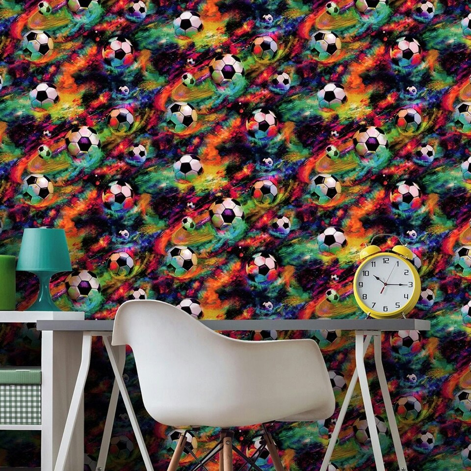 image 1 of Holden Décor Football Galaxy Wallpaper - Multicoloured - 10m x 53cm Multi
