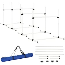 PawHut 4 Pieces Dog Agility Training Equipment with Carrying Bag, White