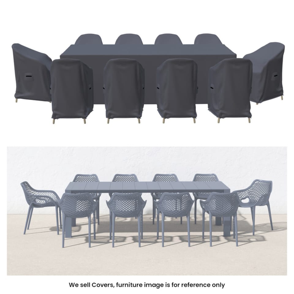 image 1 of Covers and all Farrah 10-Person Outdoor Patio Dining Set Covers Water-Repellent UV-Resistant Polyester with Tie-Downs, 23.4 W x 24.6 D x 32.3 H x 20