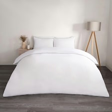 OHS Luxury Soft Microfibre Piped Edge Duvet Quilt Cover and Pillowcase Set, Double - Black/White