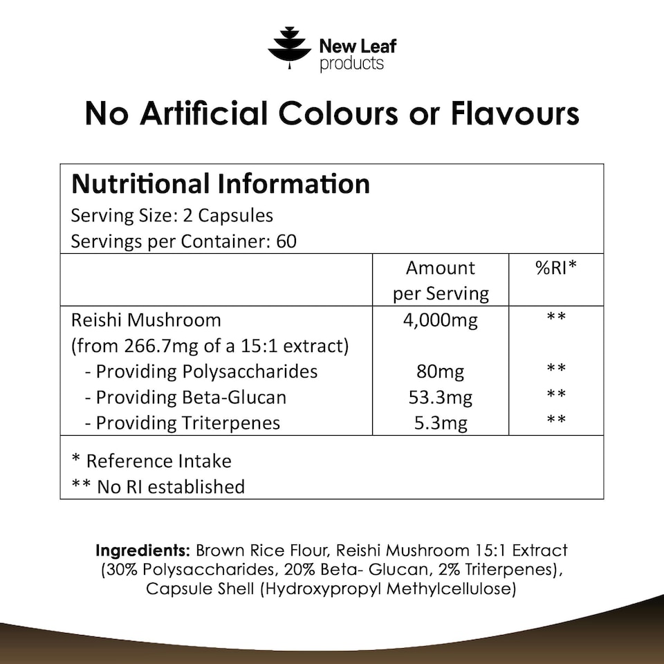 image 1 of Reishi Mushroom Capsules - Stress & Fatigue Support - Vegan 120 Capsules