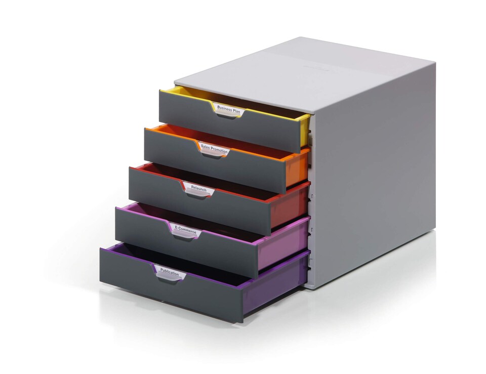 image 1 of Durable VARICOLOR Desktop Organiser 5 Drawer Colour Coded Modular Storage | A4+