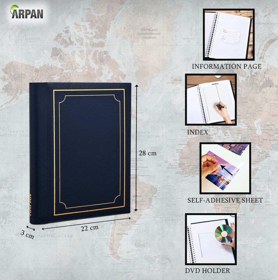 image 1 of ARPAN Self Adhesive Spiral Ring Binding Photo Album – 36 Sheets / 72 Sides – Large Sticky Page Scrapbook Memory Album for Photos, Keepsakes & Special Occasions