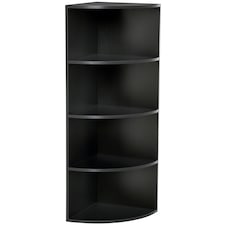 HOMCOM 4 Tier Wood Corner Shelf  Unit Freestanding Fan Bookshelf Plants Stand