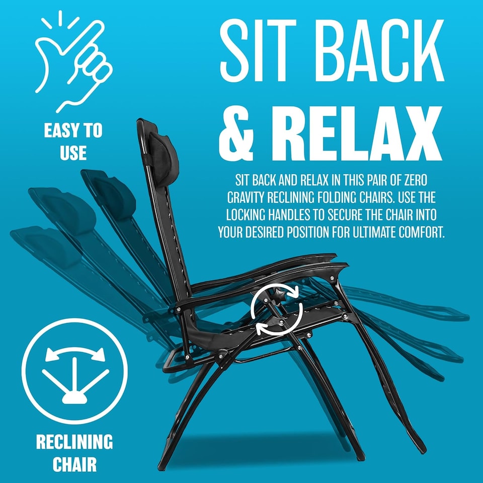 image 1 of 2 X Zero Gravity Chairs Garden Reclining Recliner Relaxer Sun Lounger